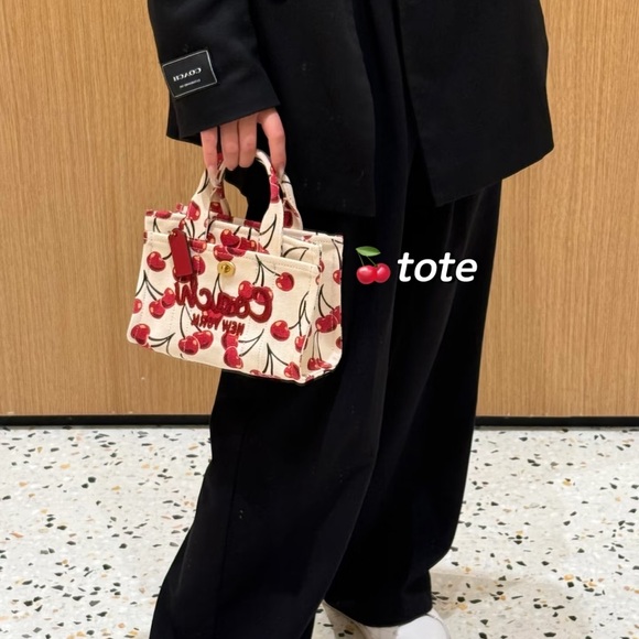 NWT Coach Cargo Mini Cherry Print Canvas Tote Bag 20 - Picture 11 of 17